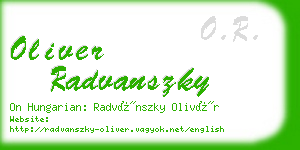 oliver radvanszky business card